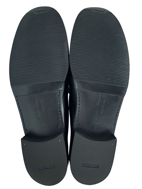 $995 Salvatore Ferragamo Mens THOMAS Black Shoes Gancini Silver Bit Loafers 11 D